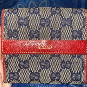 GUCCI NAVY & RED BIFOLD WALLET